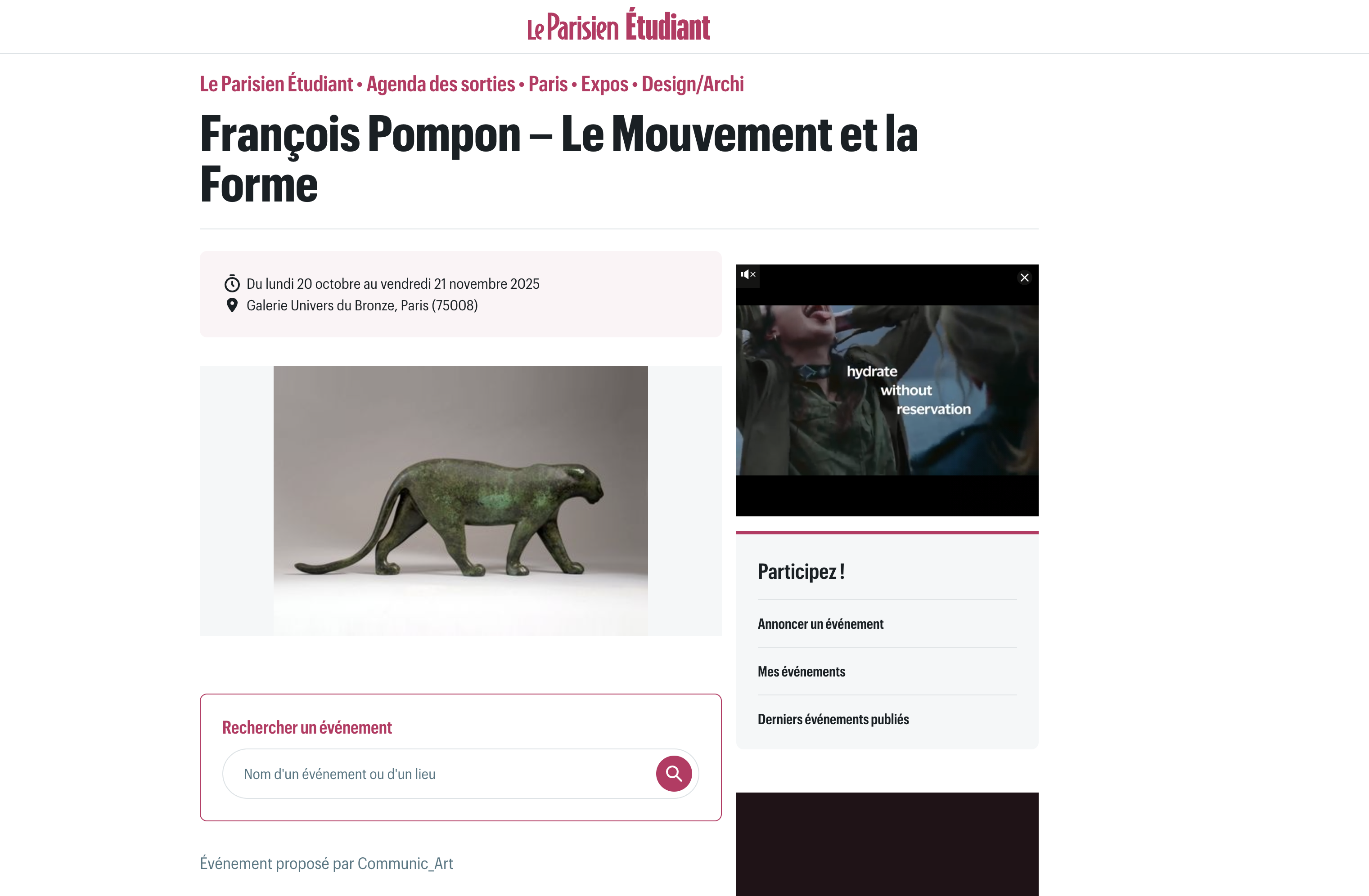 Pompon - Le Mouvement et la Forme - Le Parisien